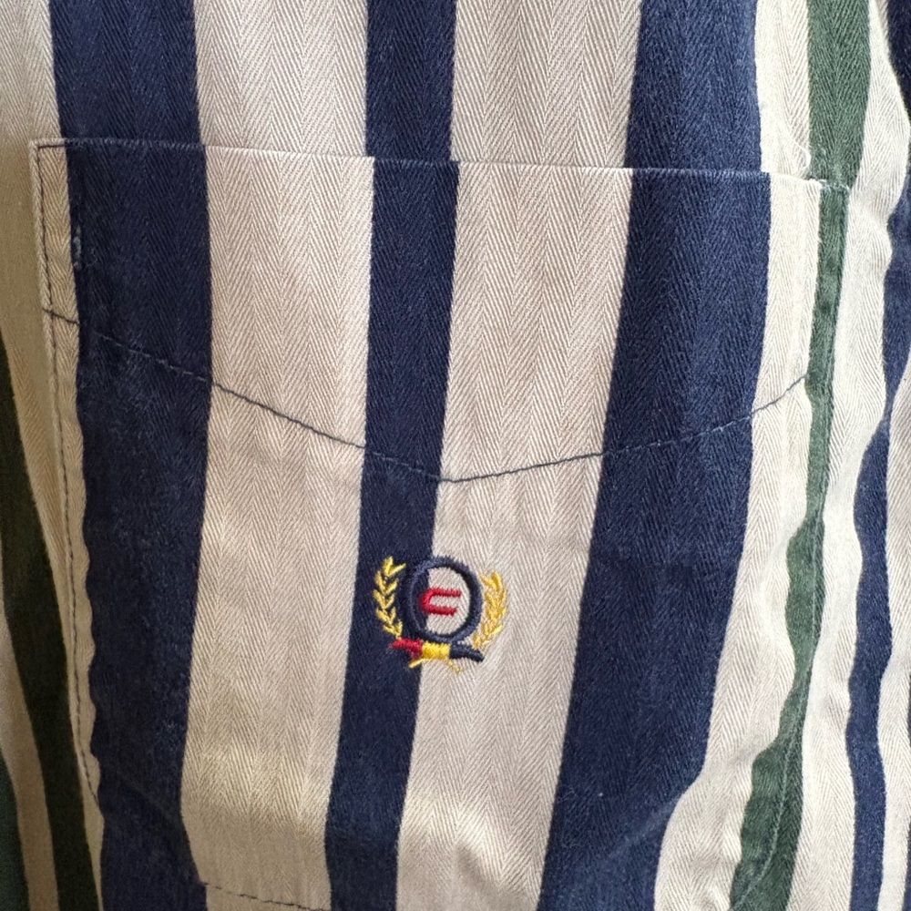 Coliseum vintage Brush-popper Men's size XL Striped Shirt - Blue and Green - Picture 5 of 8